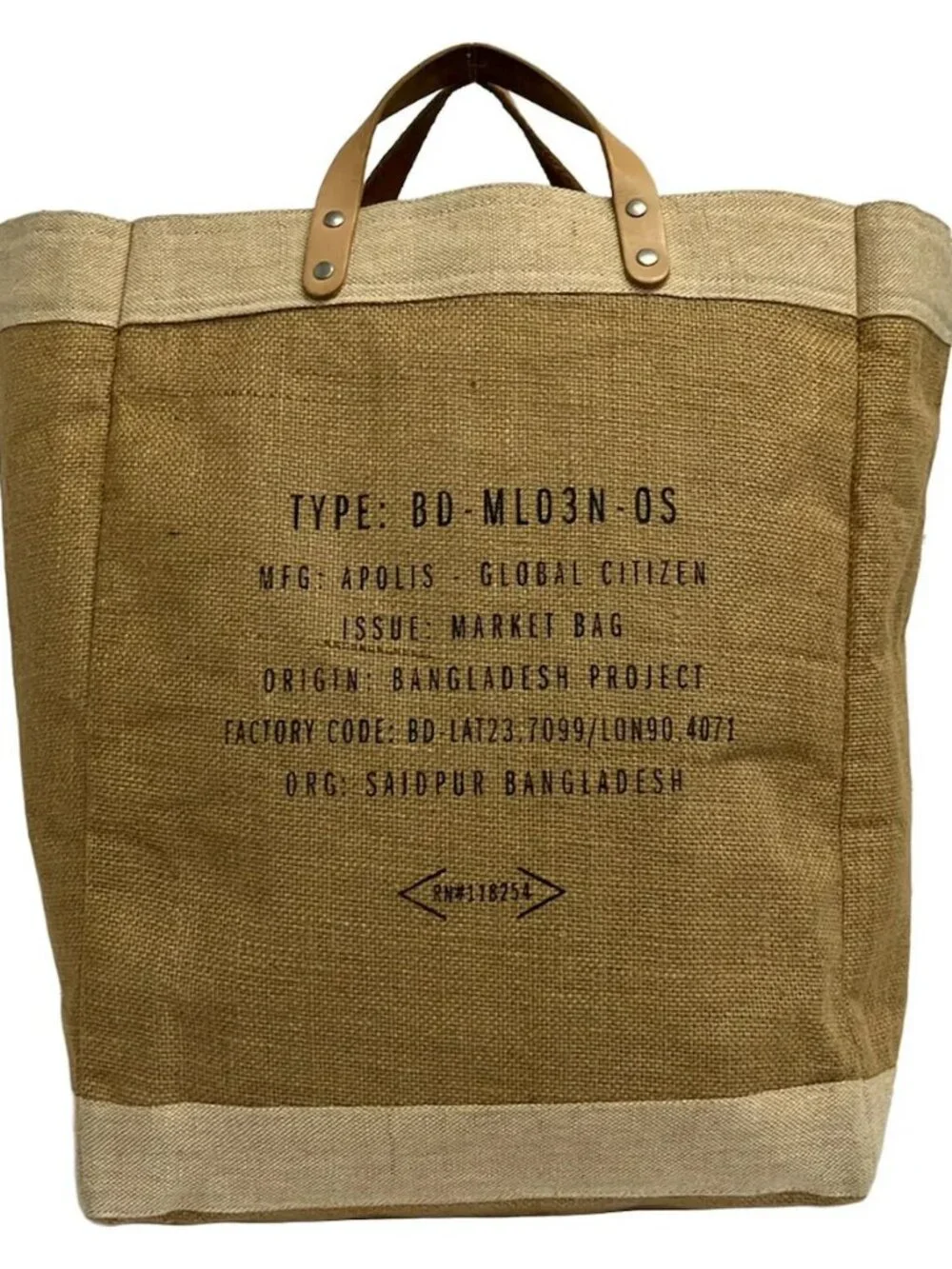 APOLIS Brown Cream Multi Hemp Leather Tote Bag
